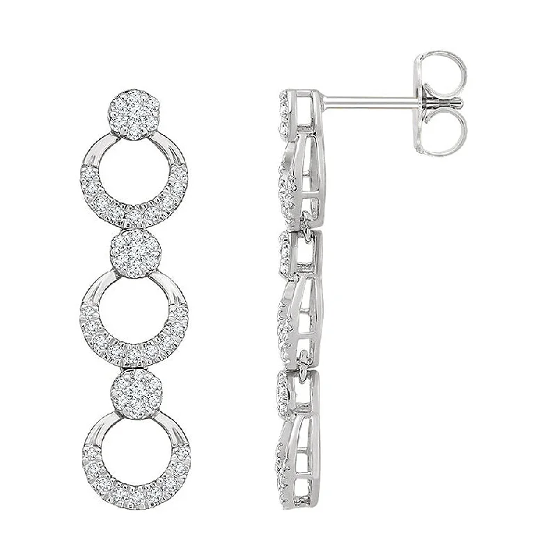 Beautiful Hoop Earrings-7 x 28mm 14k White Gold 1/2 CTW (H-I, I1) Diamond Geometric Earrings