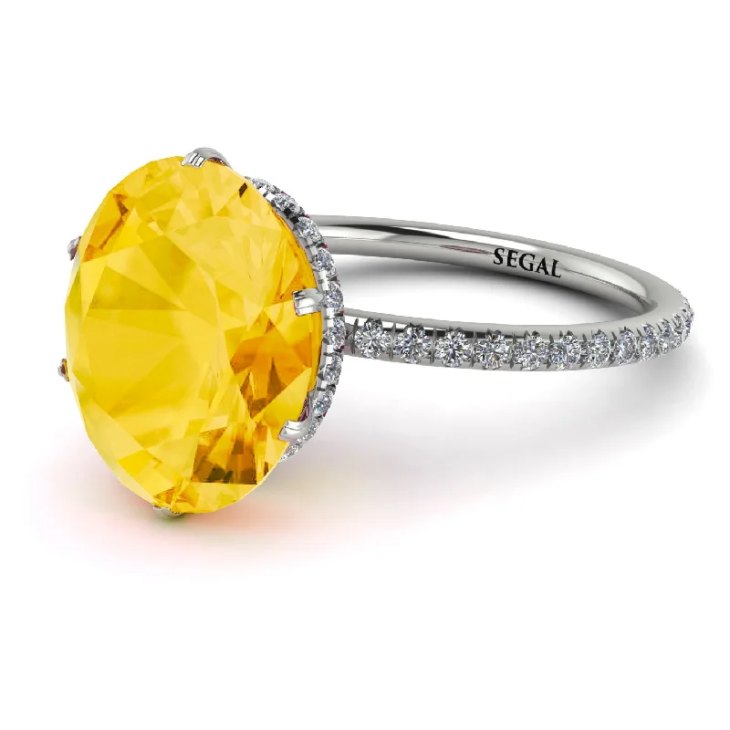 Men’s Custom Rings-Hidden Halo Oval Citrine Engagement Ring - Gemma No. 603