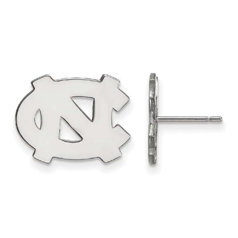 Colorful Hoop Earrings-14k White Gold U of North Carolina Small 'NC' Post Earrings