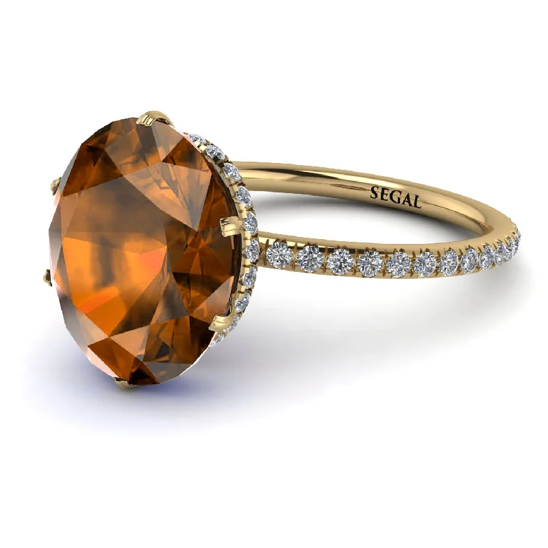 Customizable Wedding Bands-Hidden Halo Oval Brown Diamond Engagement Ring - Gemma No. 1101