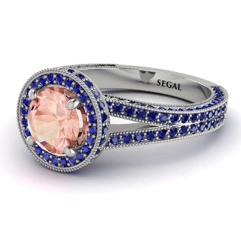 Adjustable Wedding Bands-Milgrain Round Morganite Engagement Ring - Payton No. 915