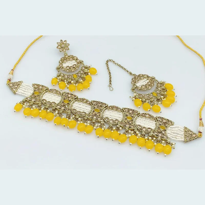 Unique Pendant Necklaces-Rani Sati Jewels Crystal Stone Choker Necklace Set