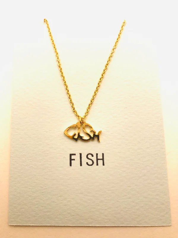 Custom Name Necklaces-Fish in English Petit Necklace