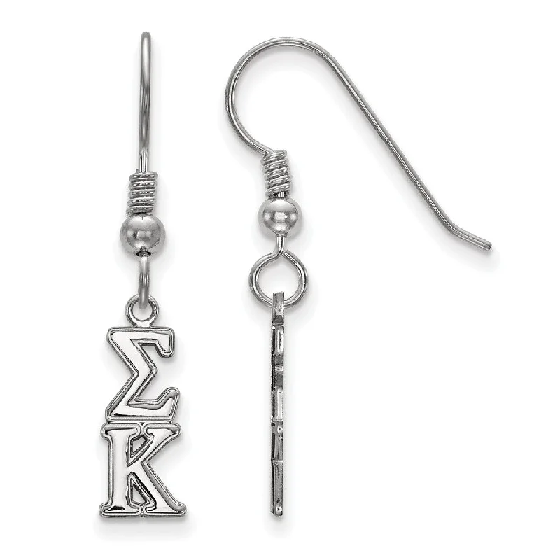 Small Hoop Earrings-Sterling Silver Sigma Kappa XS Dangle Earrings