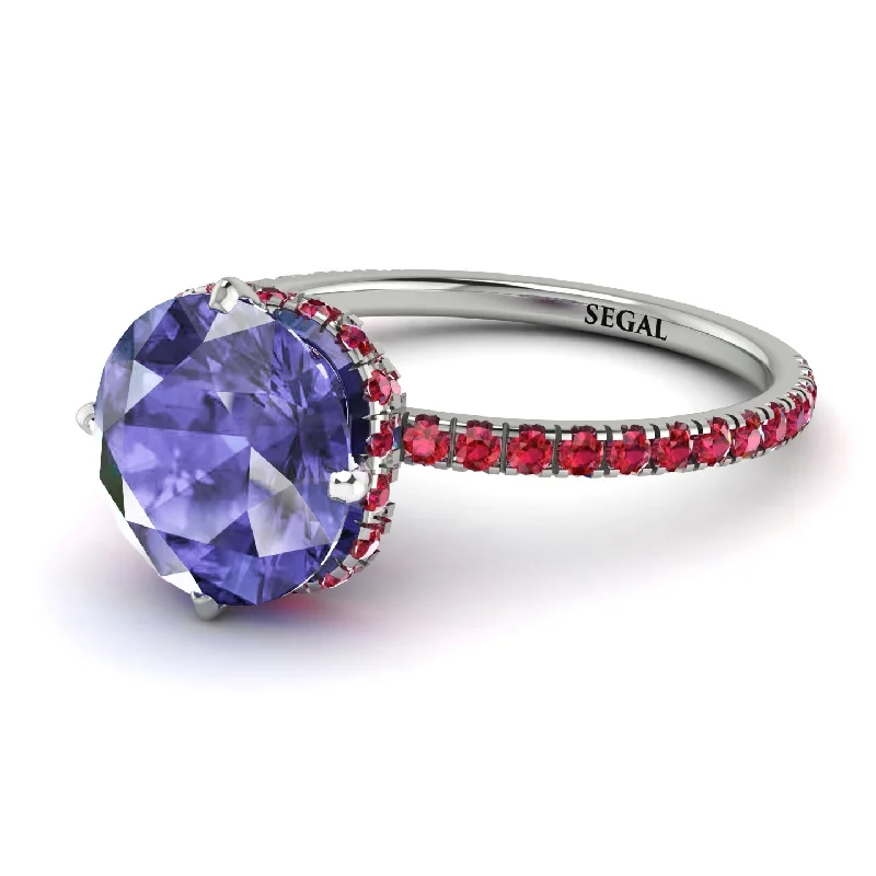 Bridal Rings-Double Hidden Halo Tanzanite Engagement Ring - Angelina No. 212