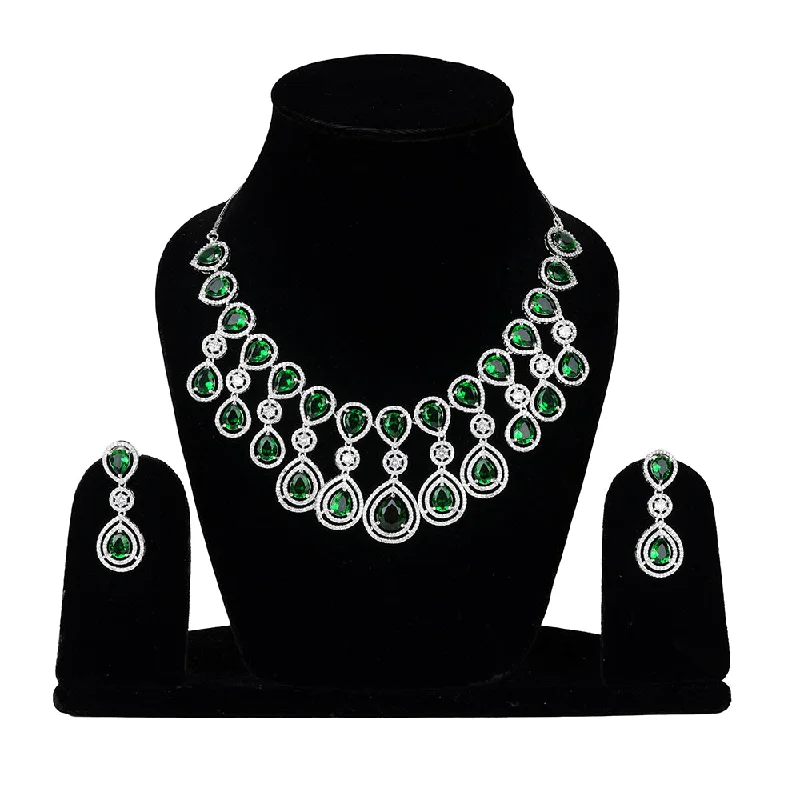 Handcrafted Gemstone Necklaces-Exotica Collection American Diamond CZ Necklace Set