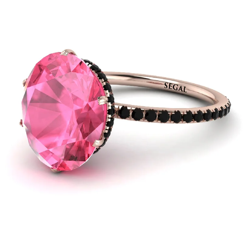 Customizable Rings for Women-Hidden Halo Oval Pink Moissanite Engagement Ring - Gemma No. 808