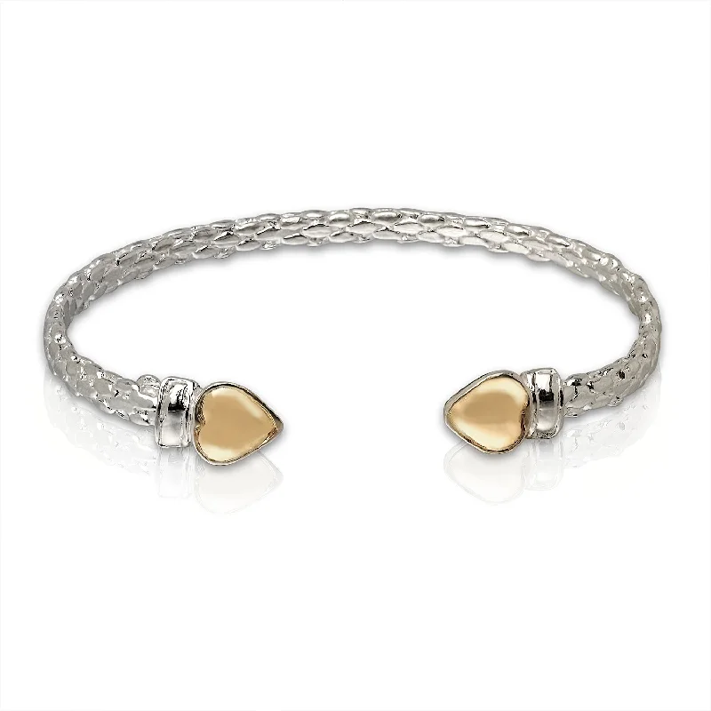 Trendy Bangles for Bridesmaids-Better Jewelry Gold Plated Heart End .925 Sterling Silver West Indian Bangle, 1 piece