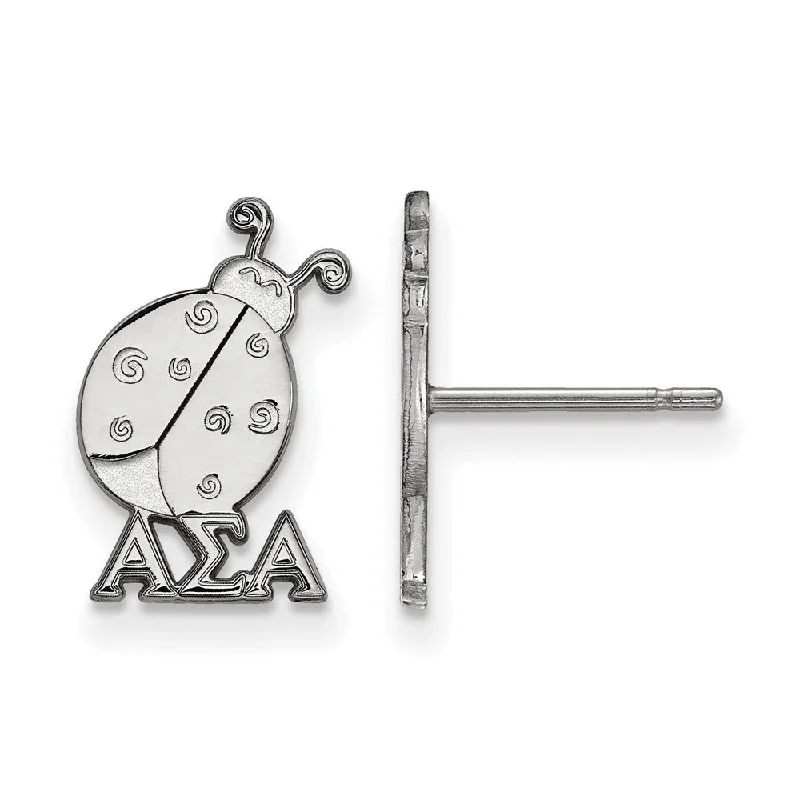 Glittery Silver Earrings-Sterling Silver Alpha Sigma Alpha XS Post Earrings