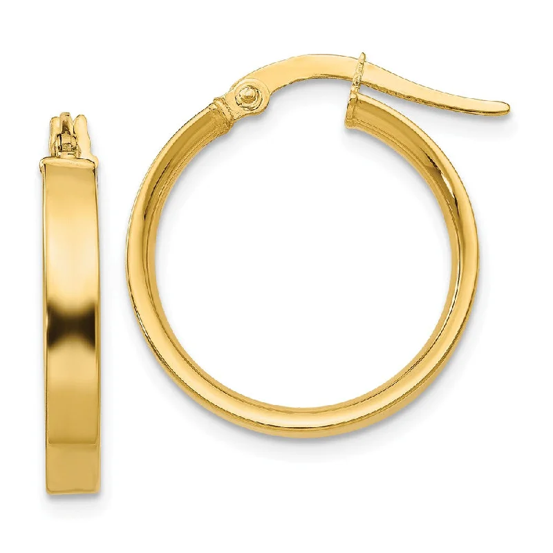 Large Statement Earrings-3mm, 14k Yellow Gold Polished Round Hoop Earrings, 18mm (11/16 Inch)