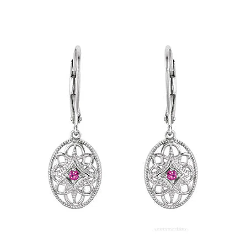 Clear Crystal Earrings-Vintage Style Ruby Oval Earrings in Sterling Silver