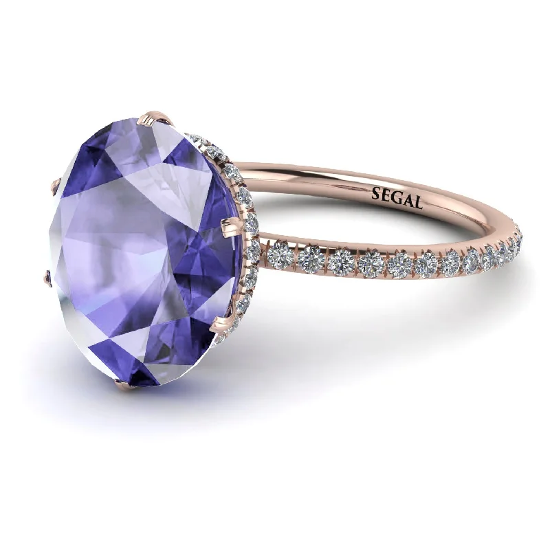 Elegant Gold Rings-Hidden Halo Oval Tanzanite Engagement Ring - Gemma No. 202