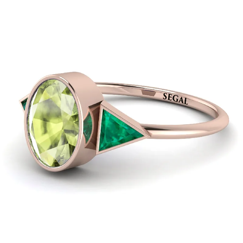 Unique Engagement Rings-Geometrical Bezel Peridot Ring - Trinity No. 705