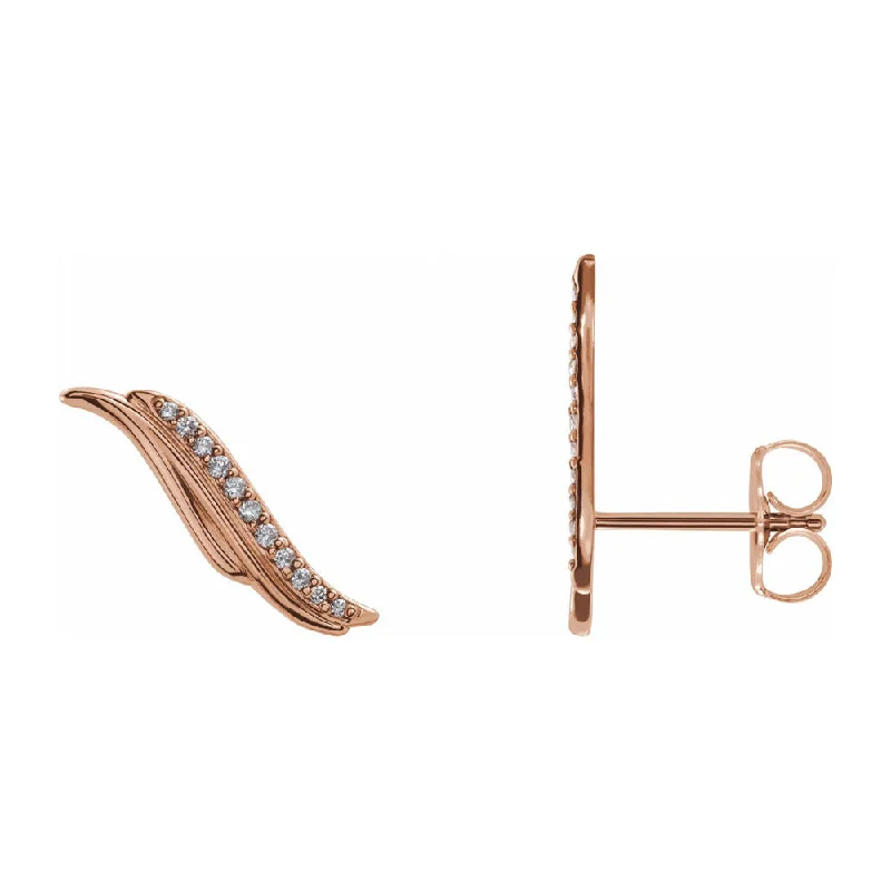 Silver and Gold Earrings-14K Yellow or Rose Gold .07 CTW Diamond Ear Climbers, 4mm x 16mm