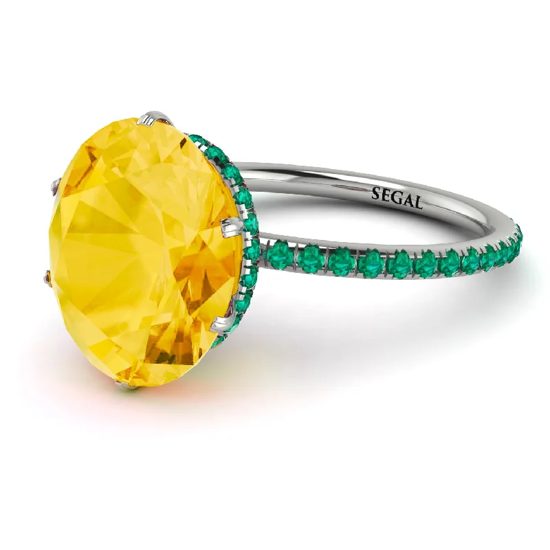 Bold Gemstone Rings-Hidden Halo Oval Citrine Engagement Ring - Gemma No. 606