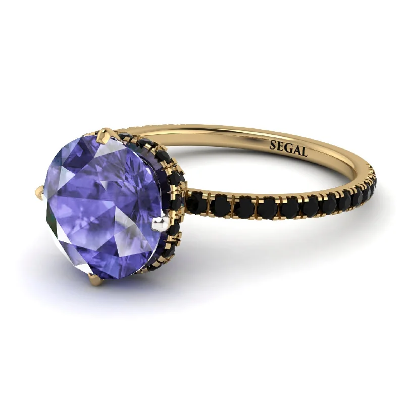 Unique Engagement Rings-Double Hidden Halo Tanzanite Engagement Ring - Angelina No. 207