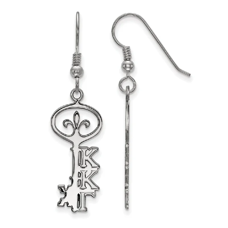 Sparkling Hoop Earrings-Sterling Silver Kappa Kappa Gamma Small Dangle Earrings