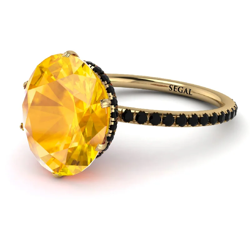 Custom Bridal Rings-Hidden Halo Oval Yellow Diamond Engagement Ring - Gemma No. 1007