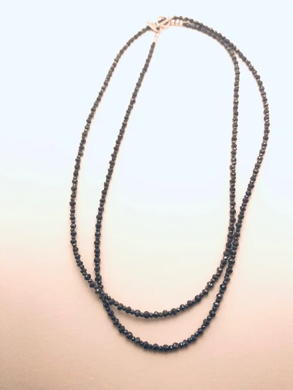 High-Quality Silver Necklaces-Mystic Black Spinel 2mm Hill Tribe Necklace