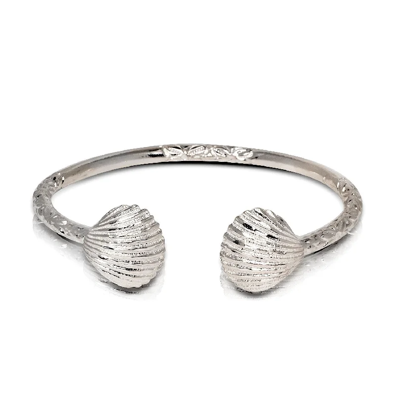 Fashionable Gold Bangles-Scallop Sea Shell .925 Sterling Silver West Indian Bangle, 1 piece