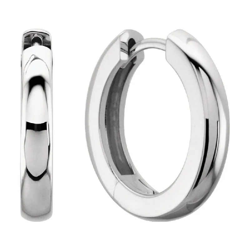 Fashionable Silver Earrings-3 x 11.5mm (1/8 x 7/16 Inch) 14k White Gold Hinged Round Hoop Earrings