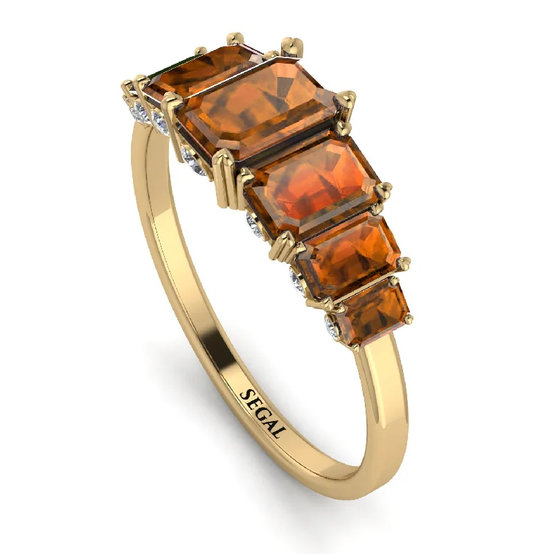 Colored Gemstone Rings-Emerald Cut Brown Diamond Ring With Hidden Diamonds - Brynlee No. 1101