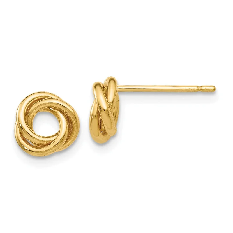 Custom Made Earrings-8mm Love Knot Post Earrings 14k Yellow Gold