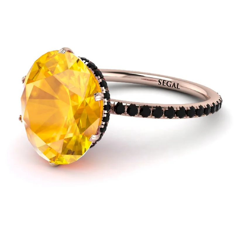 Bold Statement Wedding Rings-Hidden Halo Oval Yellow Diamond Engagement Ring - Gemma No. 1008