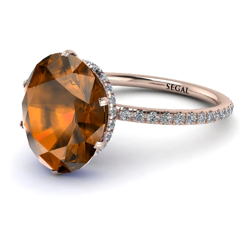 Affordable Engagement Rings-Hidden Halo Oval Brown Diamond Engagement Ring - Gemma No. 1102