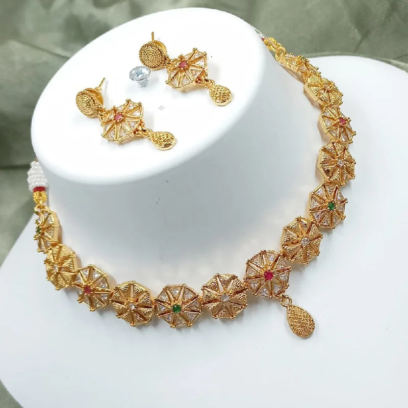 Custom Choker Necklaces-Padmawati Bangles Gold Plated Austrian Stone Choker Necklace Set