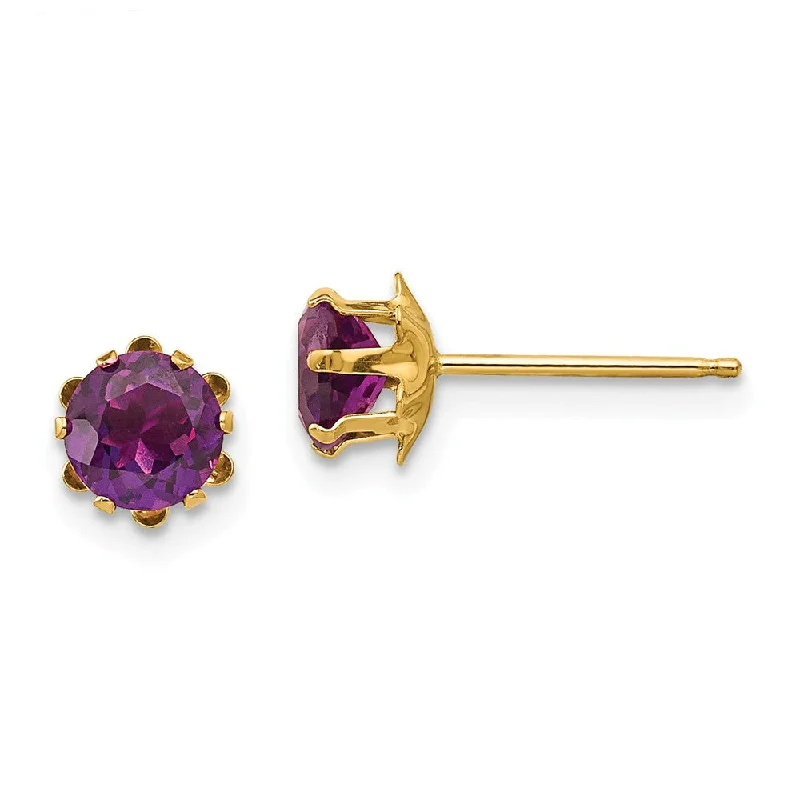 Artistic Hoop Earrings-Kids 5mm Synthetic Alexandrite Birthstone 14k Gold Stud Earrings