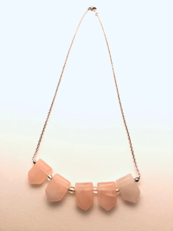 Elegant Personalized Necklaces-Rose Quartz Arrows Necklace