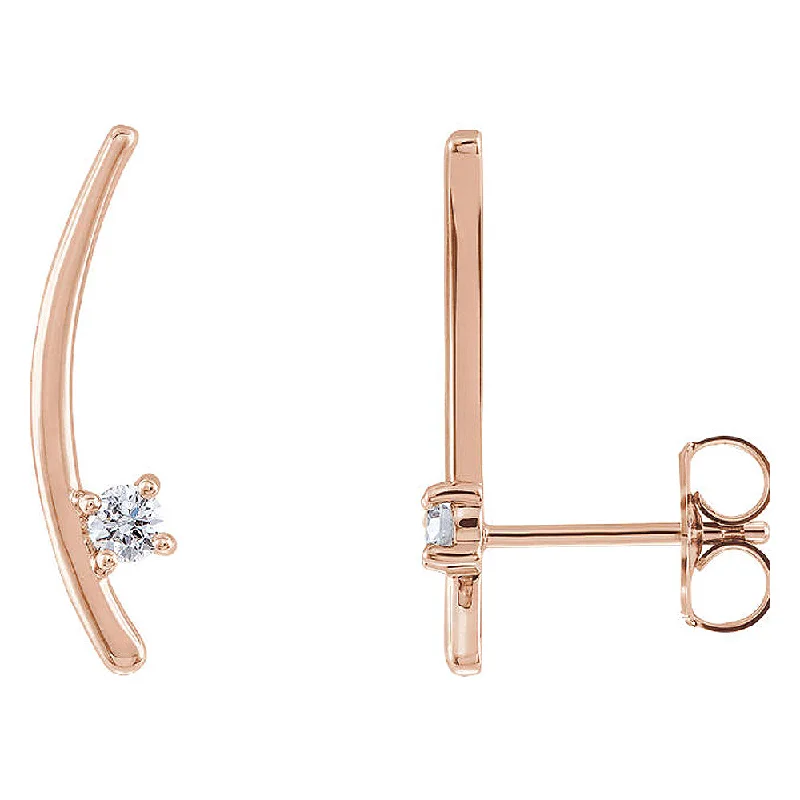 Custom Wedding Earrings-4mm x 18mm 14k Rose Gold 1/8 CTW (G-H, I1) Diamond Ear Climbers