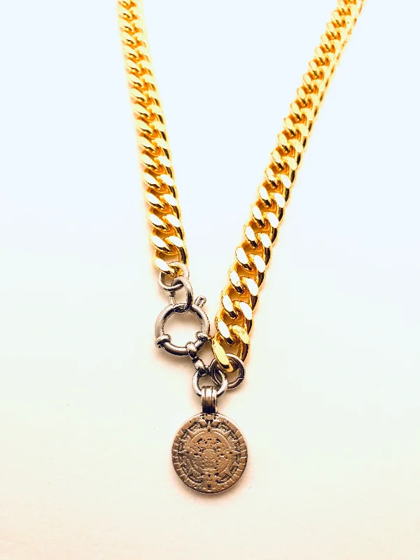 Stylish Gold Necklaces-Gold Coin Chain Necklace