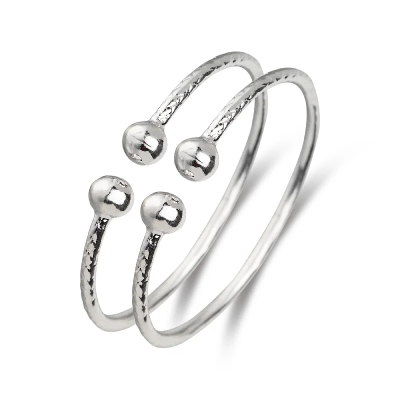 Slim Silver Bangles-Better Jewelry Classic Ball Ends Solid .925 Sterling Silver West-Indian Bangle Baby