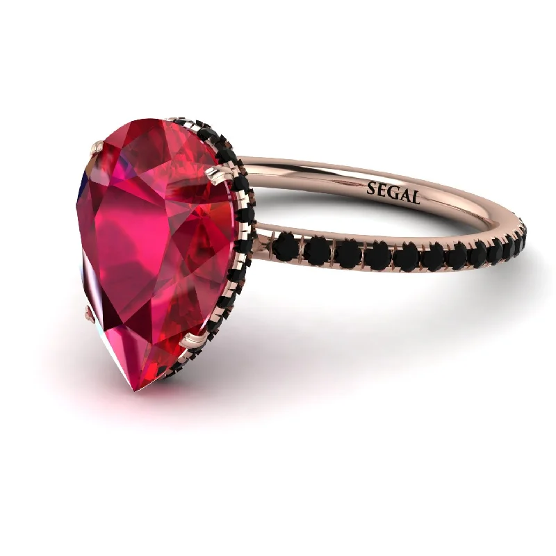 Colorful Engagement Rings-Hidden Halo Elegant Pear Ruby Engagement Ring - Ariel No. 41