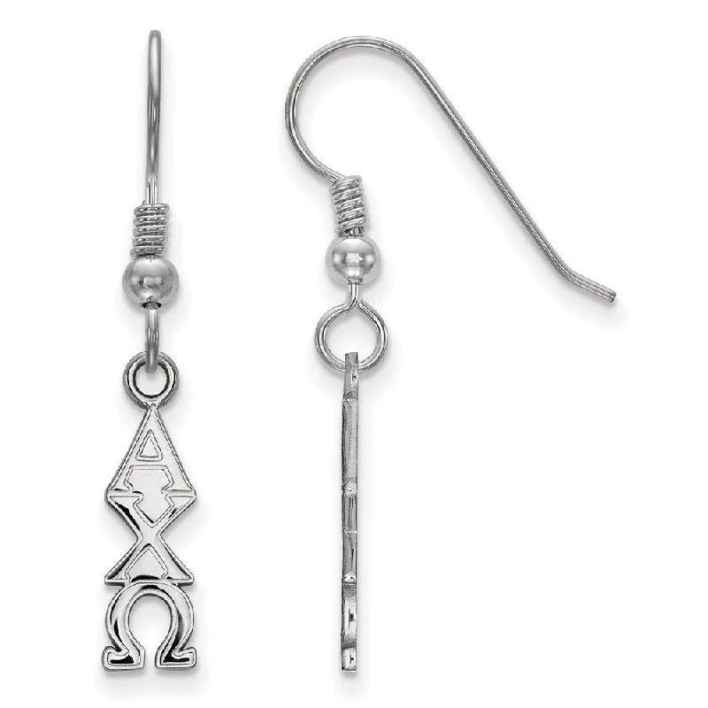 Round Silver Earrings-Sterling Silver Alpha Chi Omega Small Dangle Earrings