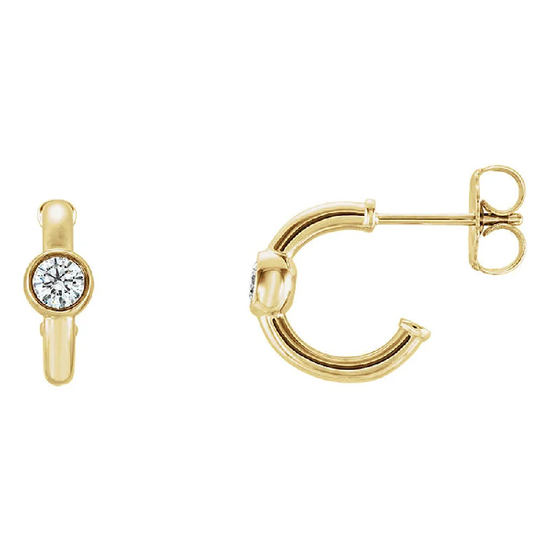 Vibrant Drop Earrings-4 x 12mm 14k Yellow Gold 1/4 CTW (G-H, I1) Diamond J-Hoop Earrings