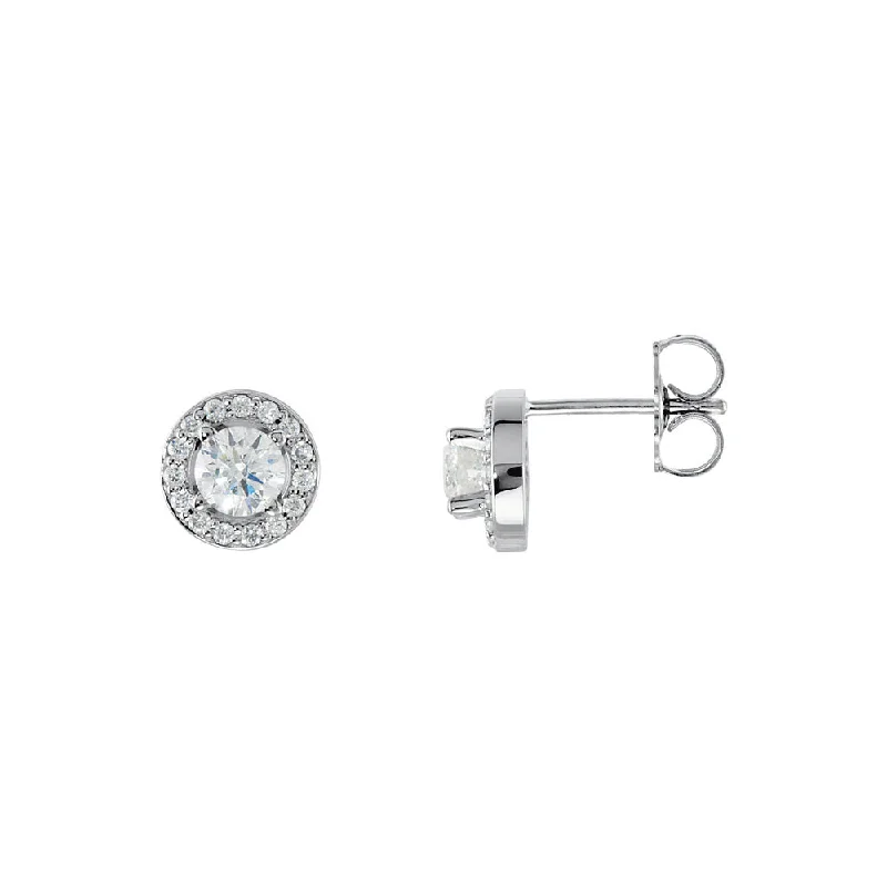 Colorful Gemstone Earrings-3/8 Cttw Diamond 6mm Halo Style Post Earrings in 14k White Gold