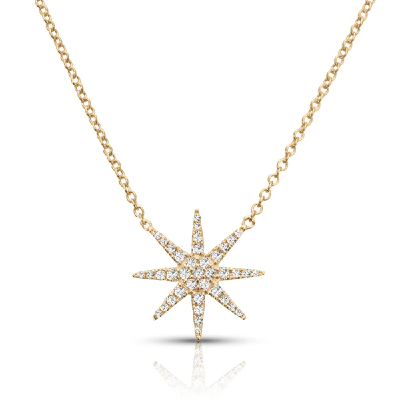 Heart Pendant Necklaces-Eight-Point 0.16 ctw Diamond Star Necklace Pendant