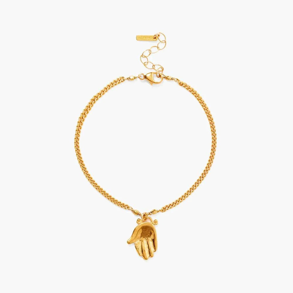 Chunky Bracelets for Women-Giving Hand Gold Charm Bracelet