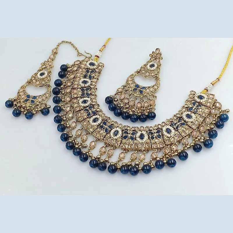 Luxurious Pendant Necklaces-Manisha Jewellery Gold Plated Crystal Stone And Pearls Necklace Set