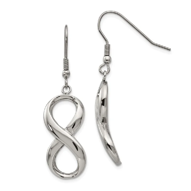 Minimalist Earrings for Women-Polished Infinity Symbol Dangle Earrings in Stainless Steel