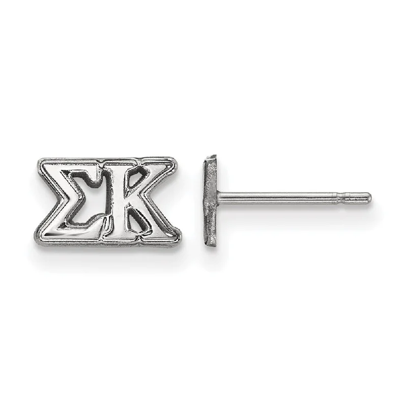 Minimalist Earrings-Sterling Silver Sigma Kappa XS Greek Letters Post Earrings