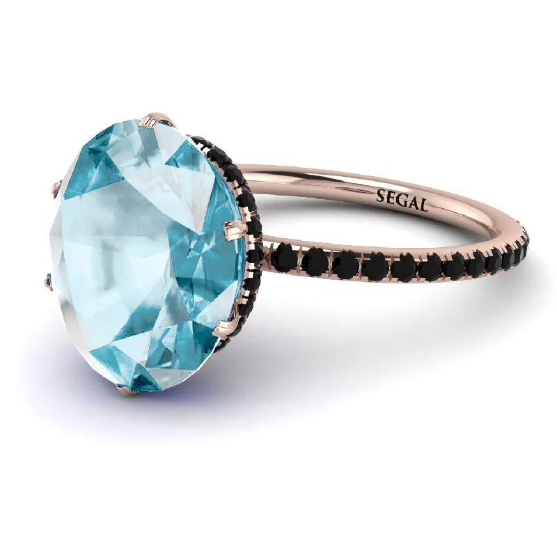 Men’s Engagement Rings-Hidden Halo Oval Aquamarine Engagement Ring - Gemma No. 408