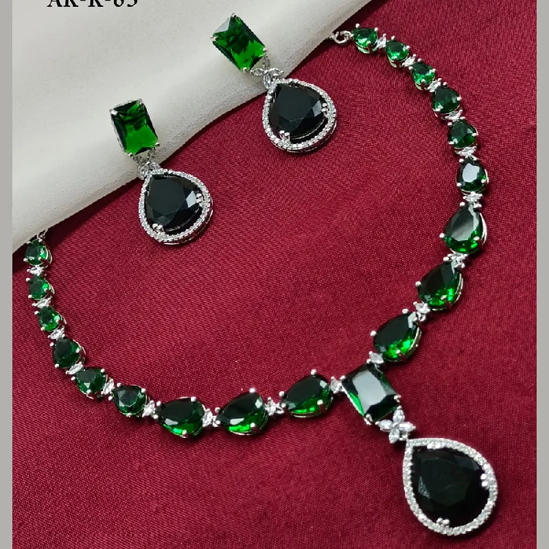 Diamond Choker Necklaces-Amoliya Jewels Crystal Stone Necklace Set