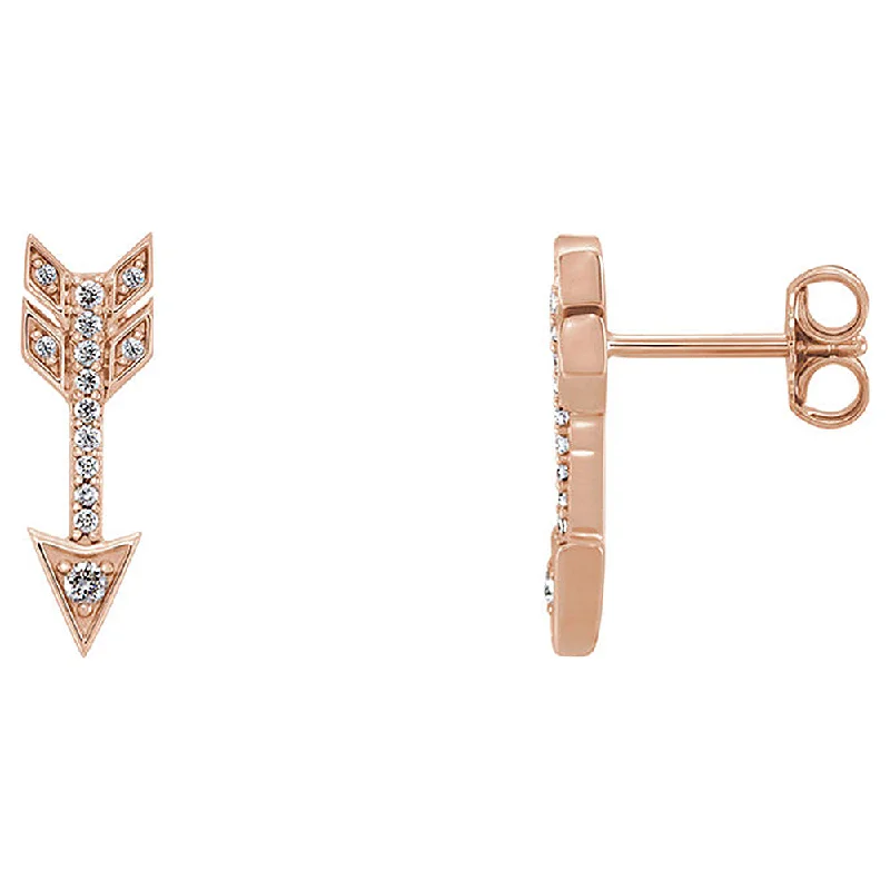 Classic Drop Earrings-5mm x 17mm 14k Rose Gold 1/6 CTW (G-H, I1) Diamond Arrow Earrings