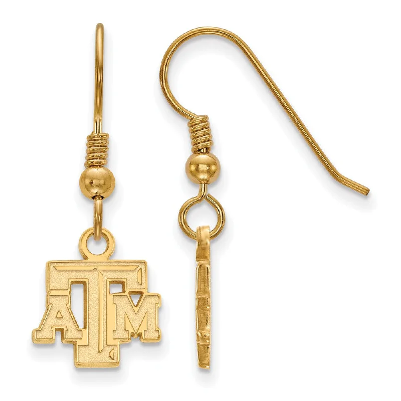 Colorful Dangle Earrings-14k Gold Plated Silver Texas A&M Univ. XS (Tiny) Dangle Earrings