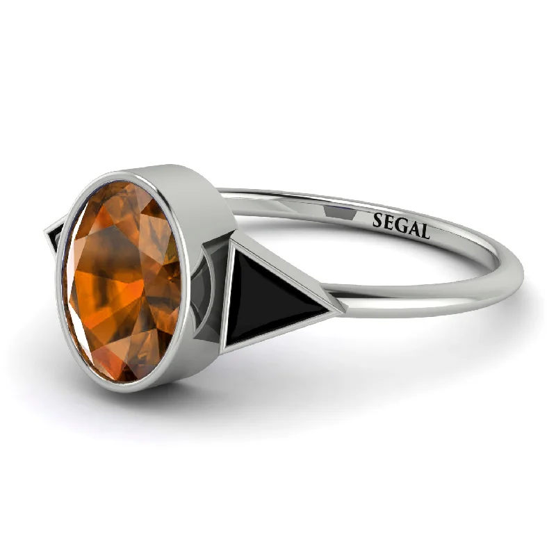 Customizable Bridal Rings-Geometrical Bezel Brown Diamond Ring - Trinity No. 1109