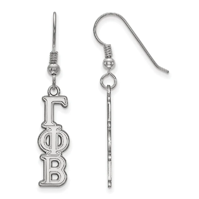 Gold Stud Earrings-Sterling Silver Gamma Phi Beta Dangle Small Earrings